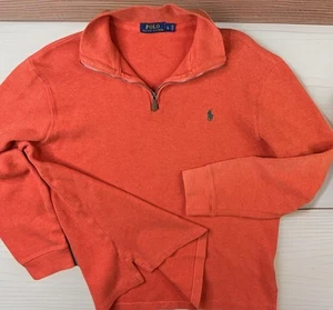 Polo Ralph Lauren Sweater 1/4 Zip Pullover Mockneck Orange Men Sz L Pony - Picture 1 of 7