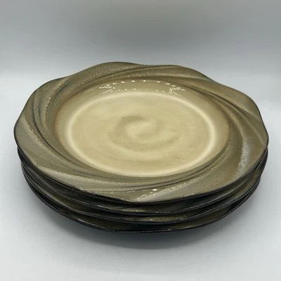 Gibson Elite Brandia Brown Swirl Dinner Plates Lot Of 4 - Image 1 of 4