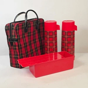 Aladdin Plaid Tartan Picnic Set • (2) One Quart Thermoses & Sandwich Box - Picture 1 of 13