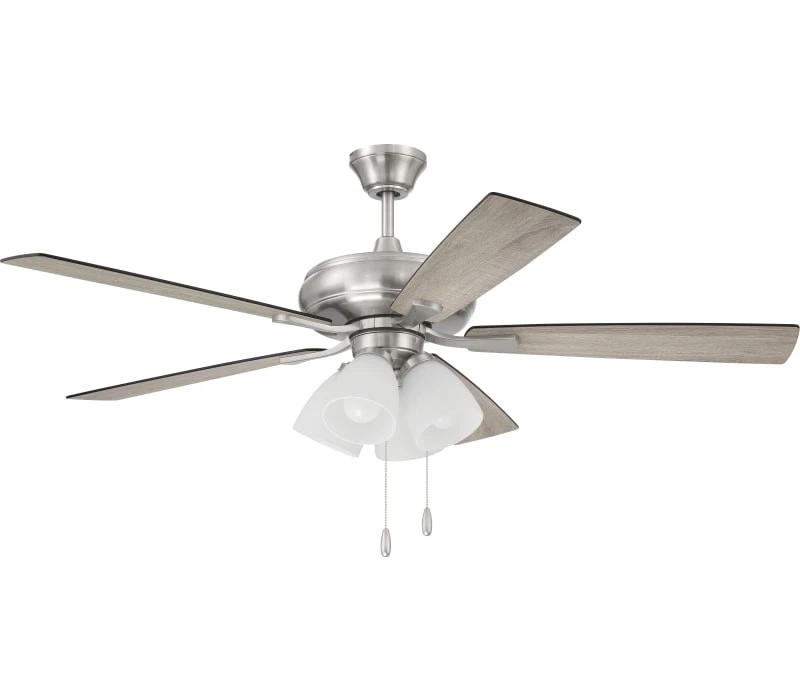 Ventilador de teto artesanal Eos Frost Light 52" com luz LED níquel polido escovado - Imagem 1 de 1