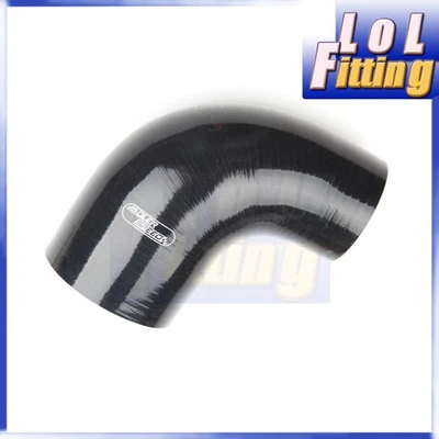 New 4 Ply  3" inch To 2" inch 90 Degree Turbo Silicone Coupler Hose Black - Image 1 of 4