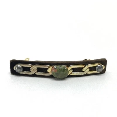 Louis Vuitton Preshoes Barrette Marrón x Terciopelo Verde x Metal x Piedra 10cmx1.5cm Foto 1 de 4