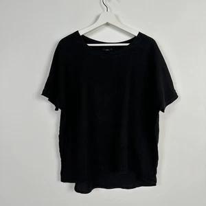 Top Lisa Bayne Mujer Negro Lino Talla S Cuadrado Lagenlook Talla Grande Playa Costero - Imagen 1 de 9