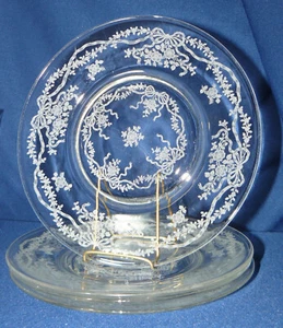 Four Fostoria Romance Etch 8" Luncheon Plates - Picture 1 of 2