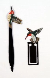 Handbemalter Kolibri Vogel Post Brieföffner Lesezeichen (2er Set) - Bild 1 von 1