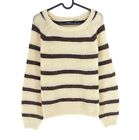 VERO MODA Femmes Beige Rayé Col Rond Long Pull Taille M
