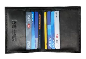 Schlanke Herren-Geldbörse aus Leder RFID SICHER kontaktlose Karte Sperrausweisschutz 122 - Bild 1 von 5
