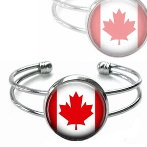 Pulsera de vidrio con bandera canadiense hecha a mano regalo bandera de Canadá - Imagen 1 de 1