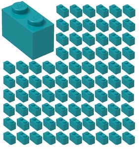 ☀️100x NEW LEGO 1x2 Dark Turquoise Bricks #3004 BULK Parts City Building - Picture 1 of 2