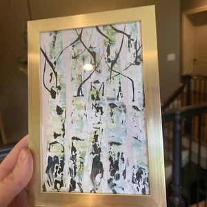 Birken, Wald, 4/6, Gemälde auf Papier, gerahmt - Bild 1 von 8