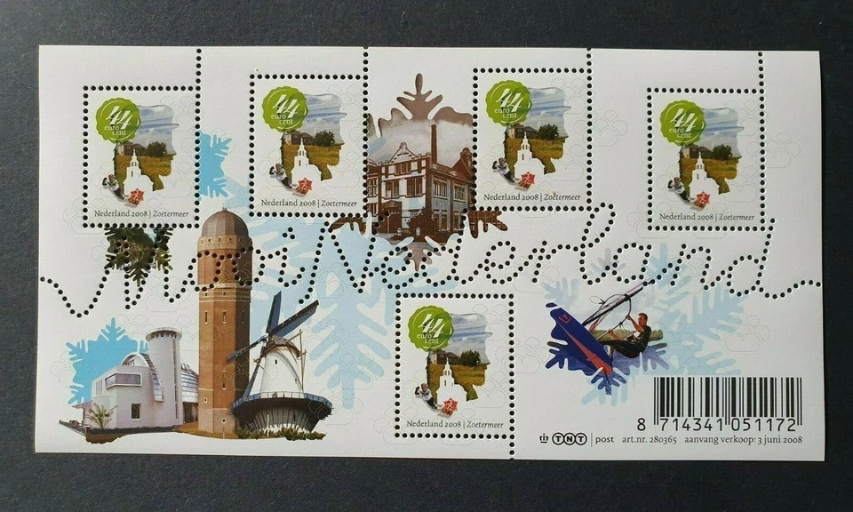 2008 NETHERLANDS SHEET MOOI NEDERLAND (35) ZOETERMEER MILL TOWER VF MNH POSTFRIS - Image 1 of 1