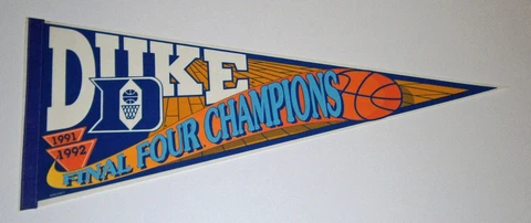1991 & 1992 DUKE pennant NCAA Champs Final Four Coach K Christian Laettner GHill Cover