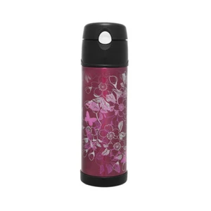Thermos Vacuum Insulated Durable Hydration Bottle w/Straw Floral Magenta 530ml - Picture 1 of 1