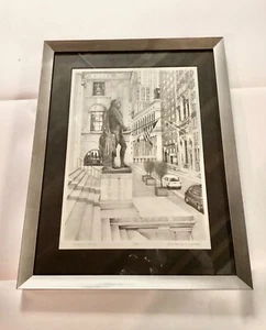 Federal Hall George Washington Statue NYC WALL ST 2018 Ltd Ed Print Signed #’rd - Picture 1 of 6