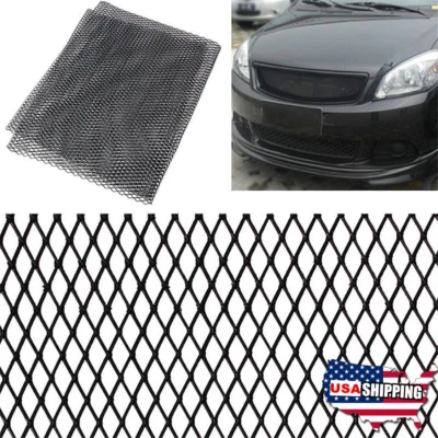 Black Aluminum Mesh Grille Cover Car Bumper Fender Hood Vent Universal 47"x15.8" Foto 1 de 4