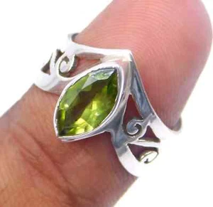 2.35 Gm 925 Sterling Silver Natural Peridot Cut Stone Handmade Jali Ring 5" US - Picture 1 of 3