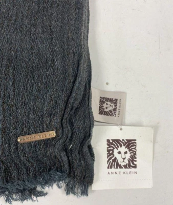 Cachecol feminino Anne Klein cobertor envoltório tamanho único malha preta mistura de poliéster - Imagem 1 de 4