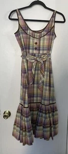 Vestido Vintage Anthropologie Odille Algodón a Cuadros Talla 2 Nuevo - Imagen 1 de 5