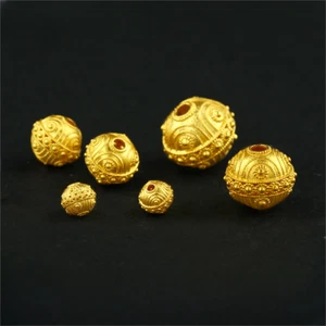 1 Stck. Reines 18K Gelbgold Schnitzen Perlen Anhänger Armband Zum Selbermachen Schmuck - Bild 1 von 5