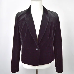 Banana Republic Jacket Women Size 10 Medium Black Velvet Blazer Career Going Out - Picture 1 of 12