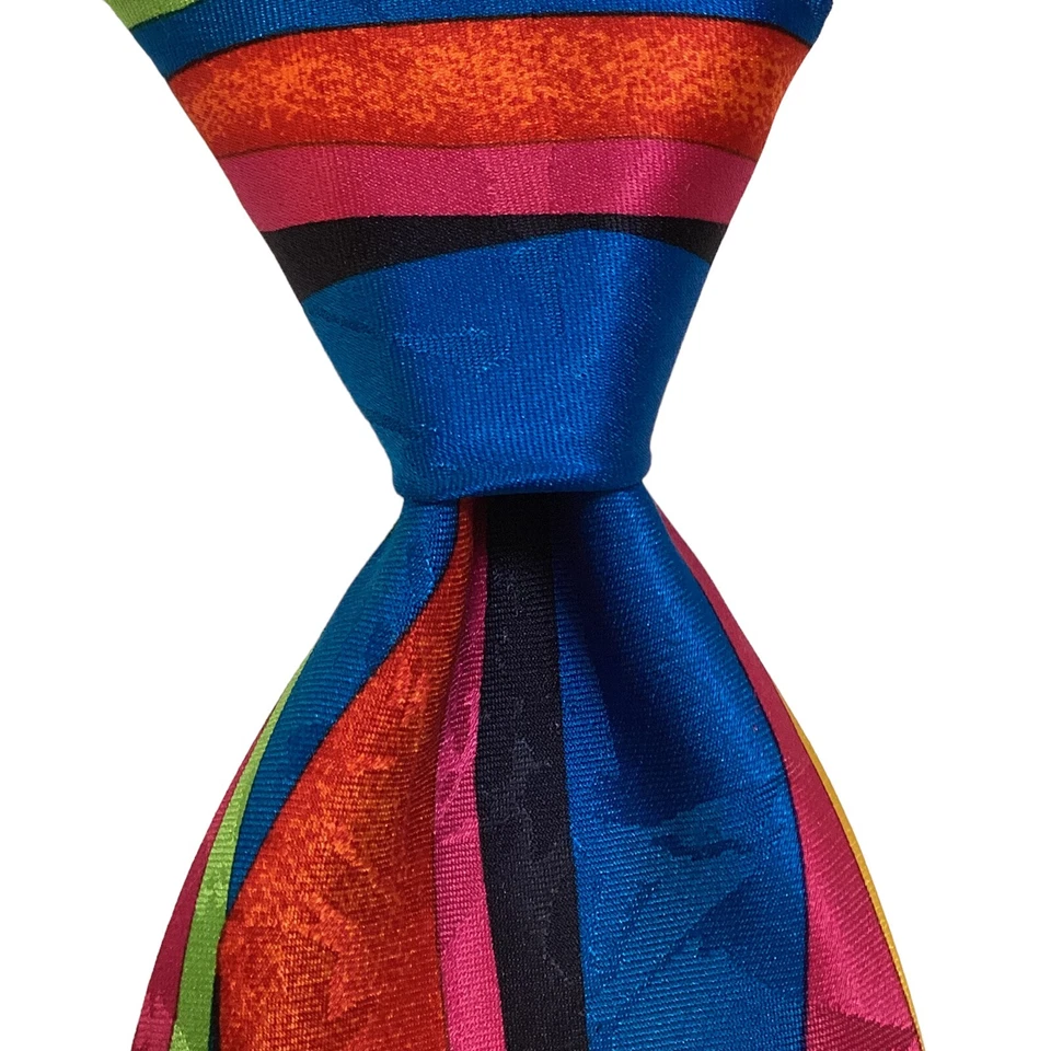 WORLDWIDE EXCLUSIVE Men's Silk Necktie GERMANY Designer STRIPED Multi-Color GUC - Image 1 of 3