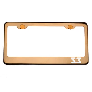 Rose Gold Chrome License Plate Frame S3 Laser Etched Metal Screw Cap - Imagen 1 de 8