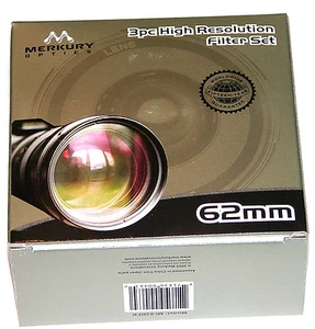 62mm 3P Hi Def Pro Lens Filter Kit UV PL FLD Japan MC Merkury Round 62 mm - Picture 1 of 2