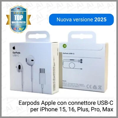 Cuffie Cuffiette Apple USB-C ORIGINALI Auricolari Apple attacco C  iPhone 15 16 - Immagine 1 di 4