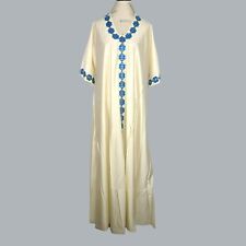 Vintage 60s Kaftan Dress Small Cream Satin Long Vanity Fair Short Sleeve