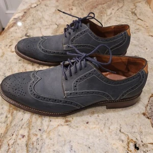 Johnston & Murphy Men's Wingtip Suede Shoes Jeans Dress Casual Work Blue 11.5 M - Picture 1 of 18
