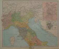 1902 ANTIQUE 25 inch MAP NORTHERN ITALY ROME ENVIRONS TURIN ABRUZZO MOLISE 