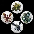 Chinese Mythical Beasts Set of 4 Silver Plated Token/Medal Collectible Coins