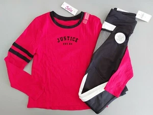 NWT Justice Girls Outfit Logo Top - Active Leggings Size 7 - Picture 1 of 1
