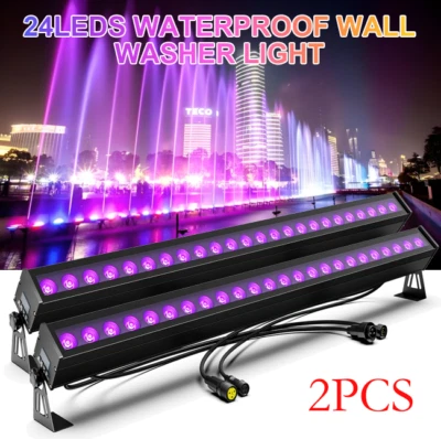 2PCS 24LED Waterproof IP65 Wall Wash Light DMX RGB Strobe Stage LightingDJ Party - Image 1 of 4