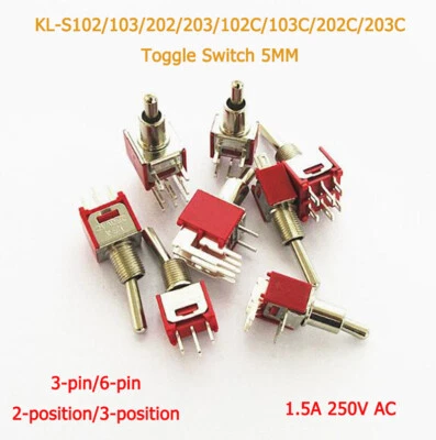 KL-S102/103/202/203/102C/103C/202C Kippschalter 3/6-polig 2/3-Position 5MM 1.5A - Bild 1 von 2