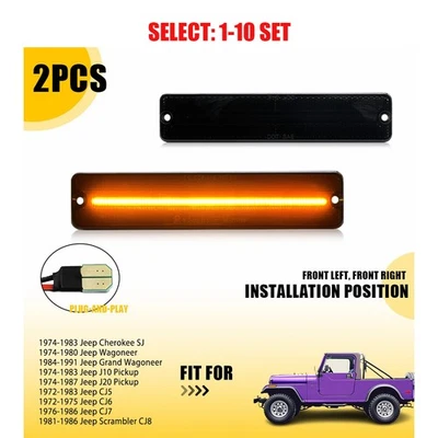 Luz de estacionamiento LED ámbar con marcador lateral para Jeep CJ5 CJ6 CJ7 Scrambler 72-1983 2-20x Foto 1 de 4