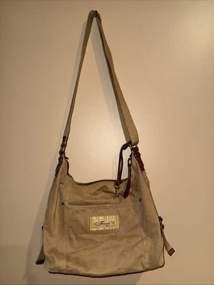 Bandolera bandolera de lona de tela fósil caqui tostado correa ajustable hobo Foto 1 de 4