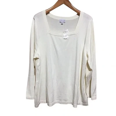 Joan Rivers Cream Square Neck Plus Size Sweater 3X NWOT - Image 1 of 4