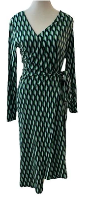 DVF @ Target Wrap Midi Dress Long Sleeve Green Arrow Geometric Small Furstenberg - Image 1 of 4