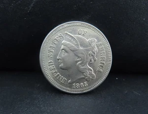 1865 BU Uncirculated 3 Cent Nickel - Picture 1 of 2