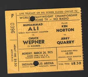 MUHAMMAD ALI vs CHUCK WEPNER ORIGINAL CCTV TICKET STUB 24. MÄRZ 1975 ROCKY INSPO - Bild 1 von 2