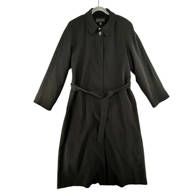 Gabardina Gallery negra forrada para mujer talla 14 con cinturón estilo clásico Academia Foto 1 de 4