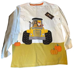M2 NWT GYMBOREE Boys Size 7 AUTUMN HARVEST Bear Fox TRACTOR Farm Shirt - Picture 1 of 3