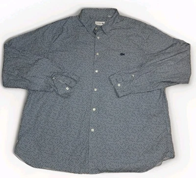 Lacoste Shirt Mens 18.5 Slim Fit Blue Geometric Circle Dot Long Sleeve Button Up - Image 1 of 4