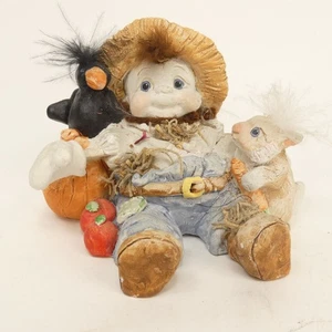 Cast Art 1991 Vogelscheuche Figur Krähe Schaf Kürbis Herbst Ernte Deko ABK4Y - Bild 1 von 15