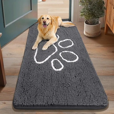 Tapete para porta de cachorro para patas enlameadas, absorvente caçador de sujeira antiderrapante lavável de secagem rápida... - Imagem 1 de 4