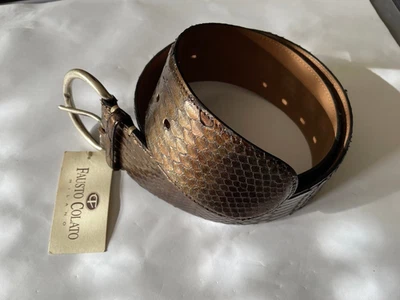 Damengürtel von Fausto Collato Milano Python 90cm Altgold, Silbersch. ungetragen - Bild 1 von 4
