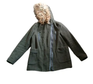 Faux Fur Trim Coat Wool New Look UK Size 10 Parka Style Jacket - Picture 1 of 10