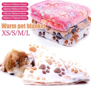 Warm Pet Mat Dots Paw Print Cat Puppy Fleece Soft Blanket Bed Cushion XS S M L - Picture 1 of 19