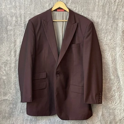 Tiglio Rosso Blazer Men 46” Chest Super 150s Wool Made in Italy Burgundy Jacket - Image 1 of 4